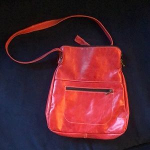 Italian-made red leather shoulder bag